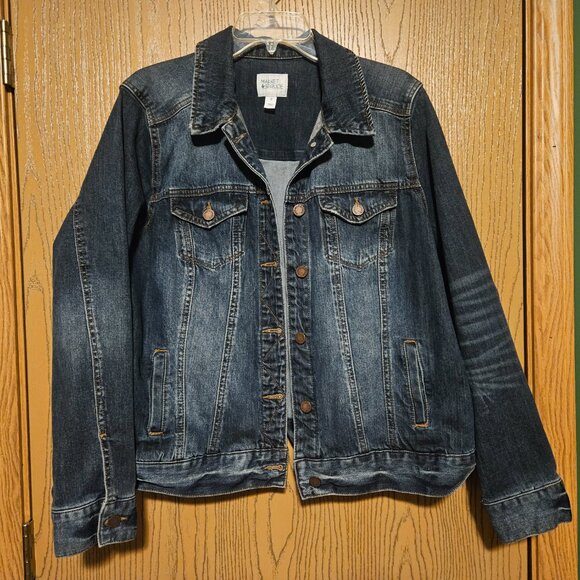 Womens Market & Spruce Camila Boyfriend Denim Jacket, indigo, size 2X - Picture 2 of 5